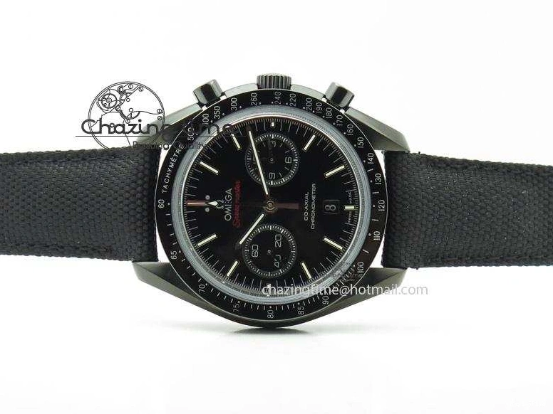 0817 DailyWear Speedmaster Professional Chronometer PVD Black Dial On Black Leather Strap A 8259